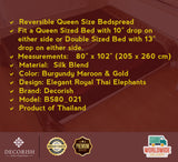 Silk Double Bed / Queen Size Bedspread with Royal Elephant