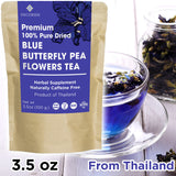 Decorish PREMIUM 100% Pure Blue Dried Butterfly Pea Flower Tea Organic Thai Herbal Non-Caffeine 100g (3.5 oz)