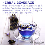 Decorish PREMIUM 100% Pure Blue Dried Butterfly Pea Flower Tea Organic Thai Herbal Non-Caffeine 100g (3.5 oz)