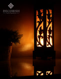 Champaka Bamboo Carved Wood Art Electric Lantern Lights Table Lamp