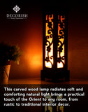 Cherry Blossom Bamboo Carved Wood Art Electric Lantern Lights Table Lamp