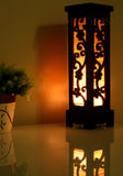 Cherry Blossom Bamboo Carved Wood Art Electric Lantern Lights Table Lamp