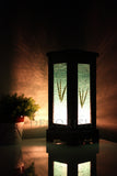Oriental 12-inch Large Green Bamboo Wood Art Electric Lantern Lights Table Lamp