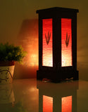 Oriental 12-inch Large Green Bamboo Wood Art Electric Lantern Lights Table Lamp
