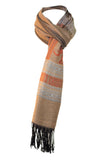 Decorish Women's Thai Elephants Pashmina Scarf -Earth Tone Beige &amp; Orange 54 x 66 inch