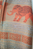 Decorish Women's Thai Elephants Pashmina Scarf -Earth Tone Beige &amp; Orange 54 x 66 inch