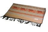 Decorish Women's Thai Elephants Pashmina Scarf -Earth Tone Beige &amp; Orange 54 x 66 inch