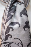 Decorish Women's Elegant Floral Pashmina Scarf -Gray &amp; Black, Gift Idea