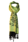 Decorish Women's Elegant Floral Pashmina Scarf -Gray &amp; Black, Gift Idea