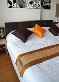 Thai Elephants Stripes Silk Satin Oriental Decorative Table & Bed Runner
