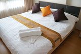 Thai Elephants Stripes Silk Satin Oriental Decorative Table & Bed Runner