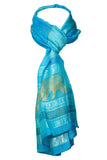 Decorish Women's Thai Elephants Silk Scarf Light Blue - New Vintage Collection